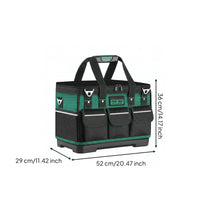 Multiple Pockets Tool Bag Zippered Front Pocket Heavy Duty Tool Bag Shoulder Strap Utility Storage Contrast Trim