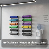 Large Capacity Wall Mounted Exercise Mat Rack Space-Saving Exercise Mat Wall Holder Easy Installation Foam Roller Storage Holder Sturdy Construction
