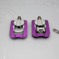 Aluminum Foldable Pedal Violet Anodized Foldable Cycle Pedal Left and Right Marked Cycle Gear