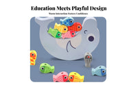 Develops Fine Movement Skills 3-in-1 Wooden Game Set Promotes Hand-Eye Coordination Lacing and Stacking Toy Water-Based Paint Wooden Aquatic Creature Lacing Beads Splinter-Splinterless Polished Edges for Preschoolers, Toddlers, Travel