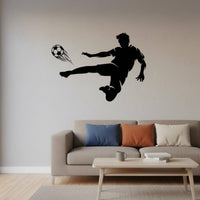 Black Outline Football Player Sticker Self Soccer Player Wall Decal Easy to Apply Peel and Soccer Decal for Children, Kids, Bedroom, Nursery