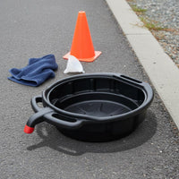 Oil Drain Pan Spill-Resistant Lip Automotive Oil Drain Pan Built-in Pour Spout for Mechanics, DIY Enthusiasts, Auto Repair Shop