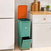 Trash Can 45L 39L Trash Can with Lid 2-stage Sorting Caster-equipped Kitchen Use 39L Dustbox