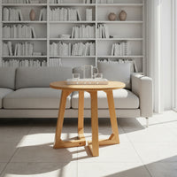 Solid Wood Round Coffee Table Minimalist Wooden Coffee Table Simple Furniture Sturdy for Living Room, Small Apartment
