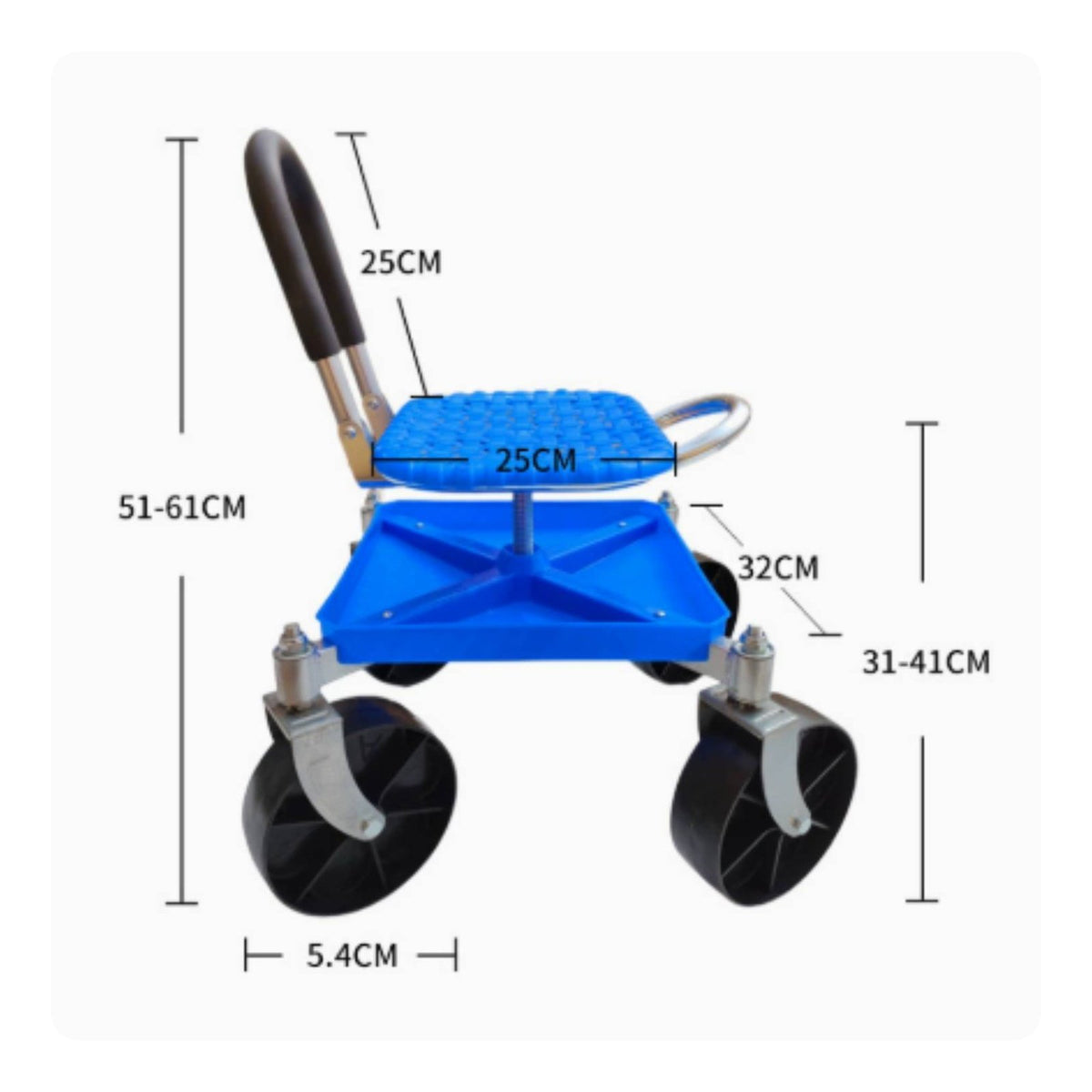 Garden Work Stool with Backrest Ergonomic Garden Seat with Wheels Heavy Duty for Gardeners, Gardening