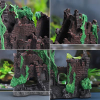 Hollow Castle Ruins Decoration Textured Aquarium Decor with Cave Realistic Castle Ruins Antique for Aquariums