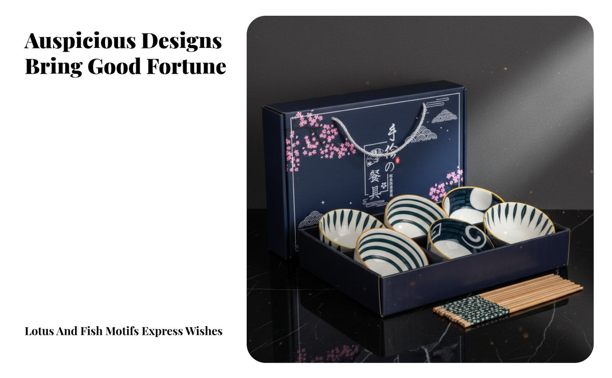 Ceramic Dinnerware Set, Bowl Plate Gift Set, Chinese Design Tableware, Assorted Designs, Gift Box