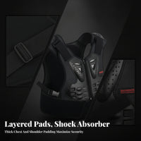 Hard Shell Motorcycle Protector Vest EVA Cushioning Motorcycle Riding Vest Adjustable Straps Chest Back Shoulder Protector Breathable Mesh for Adults, Cycling