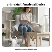 Multifunctional 7-in-1 Dog and Cat Grooming Set Powerful Suction Pet Grooming Vacuum Kit Large Capacity Dust Cup Pet Hair Vacuum with Attachments Low Noise Design