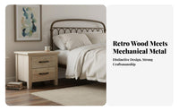 Bedside Cabinet with Drawer and Cupboard Utilitarian Design Nightstand Vintage Design Sturdy Construction