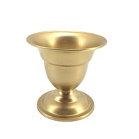 Gold-Toned Metal Vase with Pedestal Base Lustrous Decorative Centerpiece Vase Elegant Floral Display Container Vintage for Table Decoration