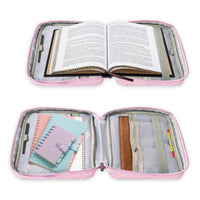 Reinforced Handle Book Bag with Stand Two-Way Zipper Portable Book Case Large Capacity Waterproof for Students, School, Travel, Office, Library