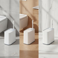 Automatic Bathroom Trash Can with Toilet Brush Rectangular Slim Trash Can with Wheels Space-Saving Wastebasket Wheeled