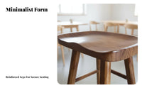 Nordic Design Backless Saddle Stool Minimalist Aesthetic Backless Saddle Perch Natural Grain Finish High Seating Stable Structure for Business Owners, Interior Designers, Cafe, Cashier Desk, Kitchen Island, Dining Area