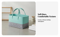 Textile Storage Basket Large Capacity Color Block Laundry Hamper With Handles Bi-Color Textile Tote for Homeowners, Crafters, Shopping, Bedroom