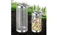 2 Pieces Inground Worm Composting Bin Mesh Worm Composter with Lid Steel in-Ground Composter Well-Aerated for Gardeners, Raised Beds, Backyard