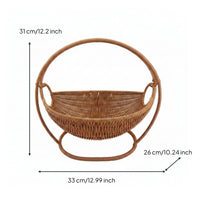 Oval Wicker Basket Breathable Rattan-Look Woven Basket Warm Beige