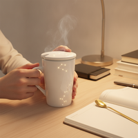 Minimalist Ceramic Constellation Mug with Lid and Spoon, 401-500ml