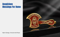 Brass Axe Figurine, Feng Shui Axe, Home Office Display, Phoenix Design, Prosperity Symbol