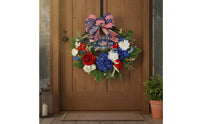 Festive American Flag Wreath Easy to Hang Independence Day Wreath Floral Accents Seasonal Decor Ribbon Bow for Entryway, Porch