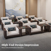 4 Pieces Modern Chinese Design Sofa and Armchair Group Minimalist Aesthetic Reception Seating Comfortable Office Furniture With Armrests for Business Owners, Corporate managerials, Clients, Conference Room, Bedroom