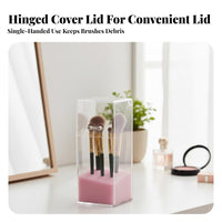 particle-resistantresistant with Lid Lidded Brush Holder Keeps Brushes Organized Cosmetic Organizer Transparent Design Makeup Container Easy to Clean for Women, Gift Givers, Vanity, bureau, Bathroom Counter, Bedroom