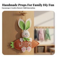 Carrot Hare Hanging Decoration Cute Design Easter Bunny Welcome Sign Handmade Hare Hanging Decoration for Kids, Teachers, Classroom, Party