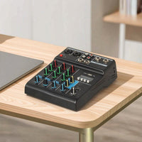 Desktop Mixer with USB Stereo 4-Channel Mixer Angled Mixing Console for Streamers, Singers, Livestreaming