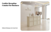Cream Design Reception Counter Multi-Functional Modern Minimalist Front Desk Wide Countertop Salon Front Desk for Receptionists, Boutique