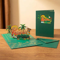 Ramadan Raised Sculpture Decoration 3D Greeting Intricate Design Easter Greeting Card Cut for Family, Friends, Gift Giving, Home Decor