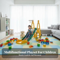 Multifunctional Toddler Slide Swing Set 3-in-1 Design Toddler Slide and Swing Set Safety Material Indoor Plastic Playset Non-Slip Steps for Toddlers, Babies, Preschoolers, Playroom, Living Room, Nursery, Backyard