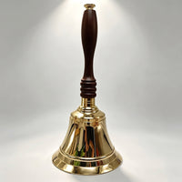 Brass Hand Call Bell with Wooden Handle Handheld Brass Hand Bell Polished for Teachers, Collectors, Home Decor, Classroom, Reception Desk