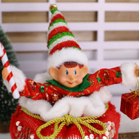 Christmas Elf Stuffed Toy Sequined Elf Stuffed with Candy Cane  for Shelf
