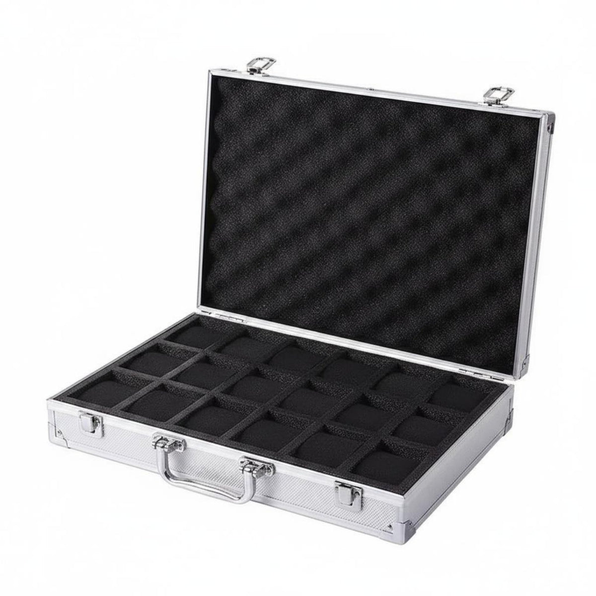 Large Capacity Aluminum Watch Briefcase Portable Design Multi-Slot Watch Carrying Case for Travel