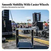Heavy-Duty Construction 12U Rolling Audio Rack Reinforced Corners 16U Sound Equipment Case Lockable Portable Amplifier Mixer Cabinet Waterproof for Musicians, DJs, Live Performance, Stage, Touring