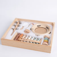 8 Pieces Wooden Music Set with Storage Box Educational Wooden Musical Instruments Exploratory Percussion Set for Preschoolers, Daycare