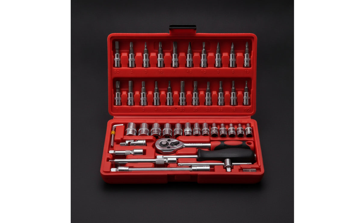 Ratchet Wrench Tool Kit Portable Socket Wrench Set with Case Compact Ratchet and Socket Set for Vehicle Owners, Garage, Home Repair
