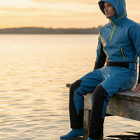 Drysuit Waterproof One-Piece Drysuit Front-Entry Dry Suit with Hood for Paddlers, Riders, Water Sports, Cold Weather