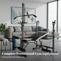 Heavy-Duty Steel Frame Weight Bench with Squat Rack Non-Slip Feet Bench Press and Squat Rack Combo Padded Cushion Multi-Functional Workout Station Detachable Design for Fitness Enthusiasts, Bodybuilders, Beginners