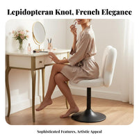 rotate Function Round plush Stool French design Makeup Chair Light Luxury Vanity Seat Sturdy Metal Legs for Women, Home Decorators, Homeowners, Bedroom, boudoir, Walk-in Closet