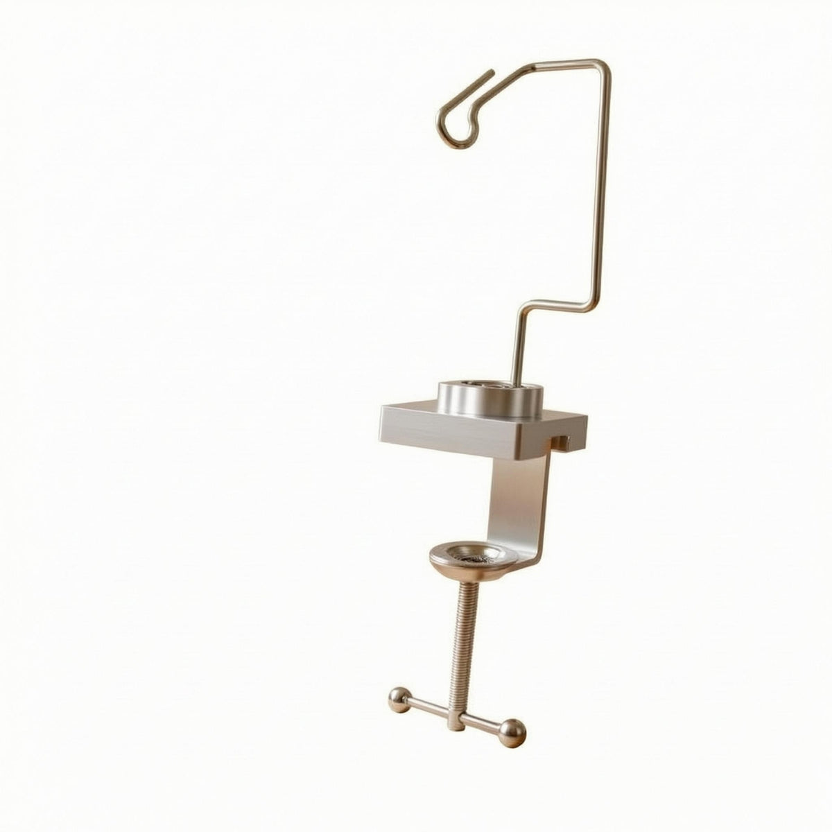 Screw-Tightened Clamp-on Airbrush Holder Metal Hook Arm Airbrush Stand Tabletop Clamp-on Holder Silver
