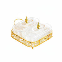 Light Luxury Design Lidded Candy and Nut Serving Platter Compartmentalized Divided Serving Tray with Lids Removable Containers Lidded Candy and Nut Dish Easy to Clean for Hosts, Parties, Holidays, Living Room