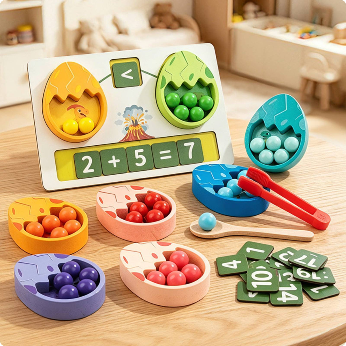 Dinosaur Egg Toy Playful Egg Cup Set Tweezers Sorting Activity