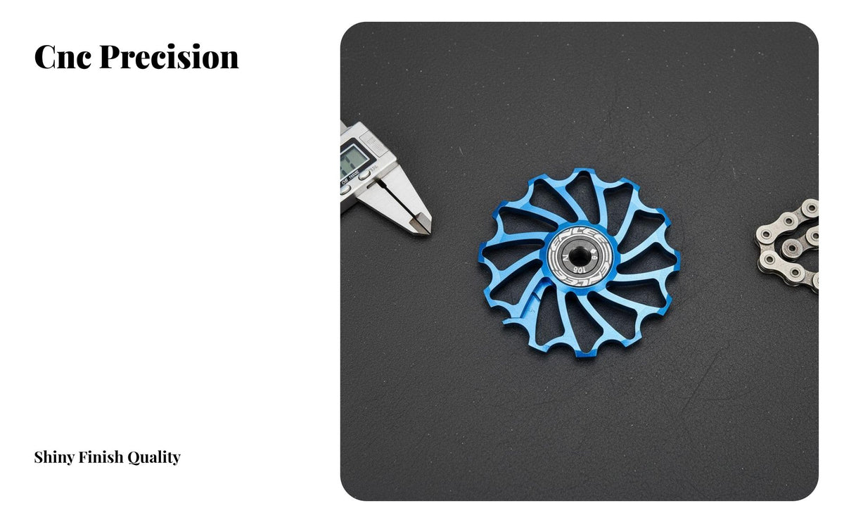 Rear Derailleur Pulley Wheel Deep Tooth Design Ceramic Bearing Guide Wheel Rear Derailleur Pulley Fluid Rotation for Cycling