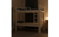 Metal Bunk Bed White Bunk Bed with Ladder Space-Saving Furniture for Students, Roommates, Dormitory, Shared Bedroom Room