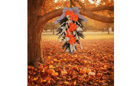 Skeleton Wreath Black Wreath with Bow Door Hanging Decoration Easy to Hang Skeleton Hanging Decor Lightweight for Porch