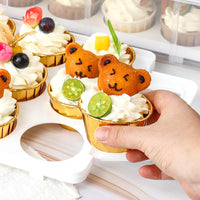 Cupcake Carrier Box with Handle, Plastic Portable Dessert Stand Storage and Transport Container for Muffins