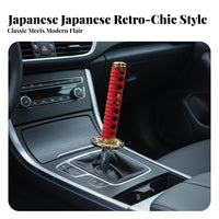 Woven Texture Manual Gear Knob Metal Sleeve Wrapped Shifter Knob Installation Kit Car Accessory Decorative for Most Vehicles