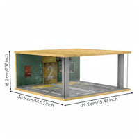 1:18 Car Display Box Wooden Structure Model Garage Scene Solid Wood 1:18 Car Display Case for Collectors
