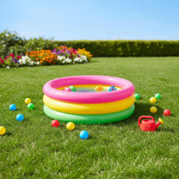 Colorful Rainbow Inflatable Pool Multicolor Round Inflatable Pool Summer Fun Rainbow Play Hub Sturdy for Backyard